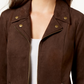 Style & Co Women's Faux Suede Moto Jacket Brown Size Petite Small
