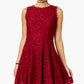 City Studios Juniors' Lace Fit & Flare Dress Dark Purple Size 1