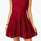 City Studios Juniors' Lace Fit & Flare Dress Dark Purple Size 1
