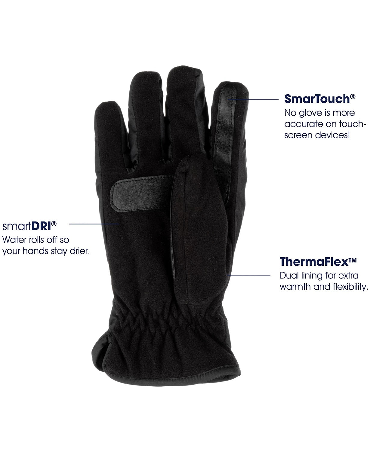 Isotoner Signature Men's Sleek Heat Sports Gloves Black Size Medium