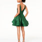 Blondie Nites Women's Zippered Sweetheart Neckline Mini Fit Flare Formal Dress Green Size 7