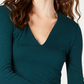 INC International Concepts Women's Petite V-Neck Top  Green Size Petite Large