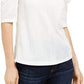 Leyden Women's Crushed Velvet Puff-Sleeve Top White Size Medium