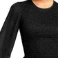 Leyden Women's Smocked Peplum Blouse Black Size Medium