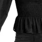 Leyden Women's Smocked Peplum Blouse Black Size Medium