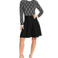 Cece Women’s Ruffled Collar Jacquard Fit & Flare Sweater Dress Black Size Large