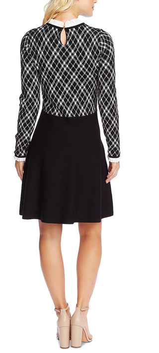 Cece Women's Long Sleeve Fit & Flare Knit Dress Black Size Medium