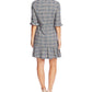 CeCe Women's Plaid V-Neck Flounce Dress Gray Size 8