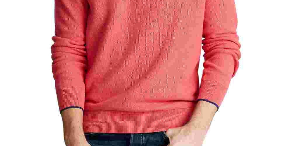 Ralph Lauren Men's Cotton Contrast Trim 1/4 Zip Jacket Bright Red Size Small