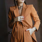 Danielle Bernstein Women's Pinstriped Boyfriend Jacket Orange Size Small