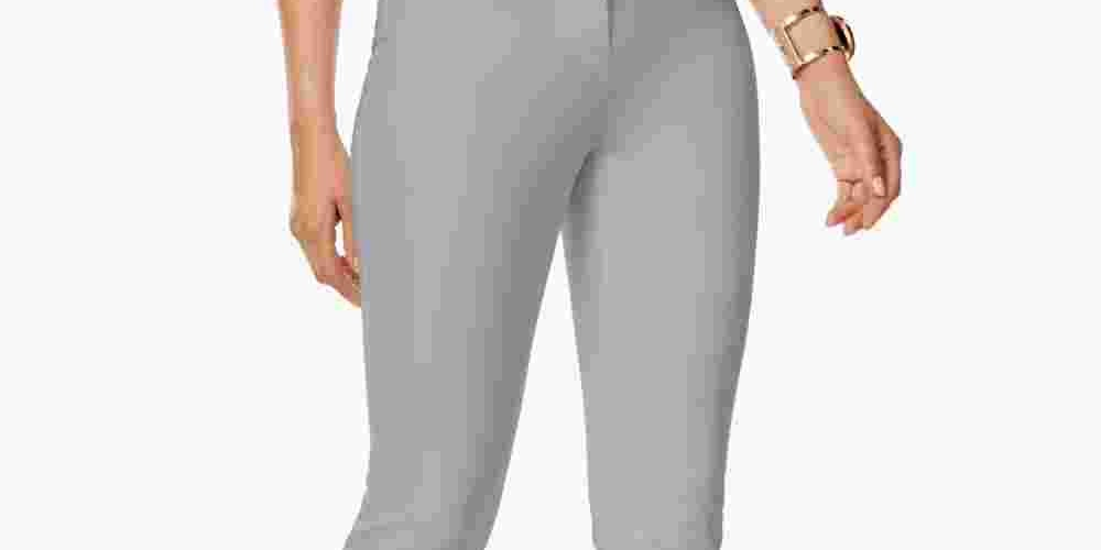 Alfani Women's Cropped Pants Grey Size 8 Petite
