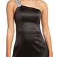Sequin Hearts Junior's Embellished One Shoulder Satin Dress Black Size 5