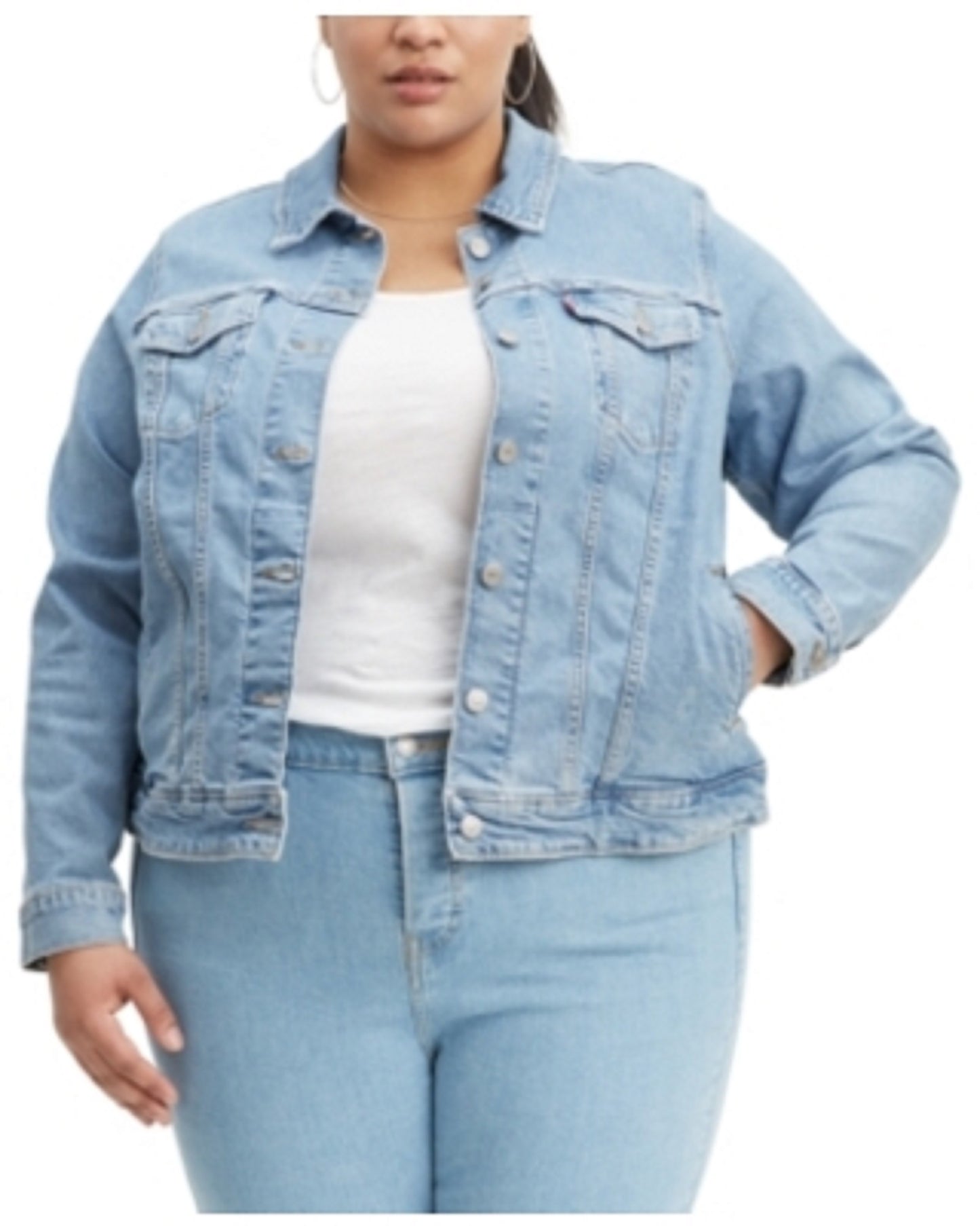 Levi's Women's Trendy Plus Size Trucker Denim Jacket Blue Size 1X