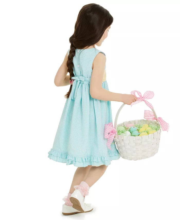 Good Lad Toddler Girl's Bunny Seersucker Dress Turq/Aqua Size 4