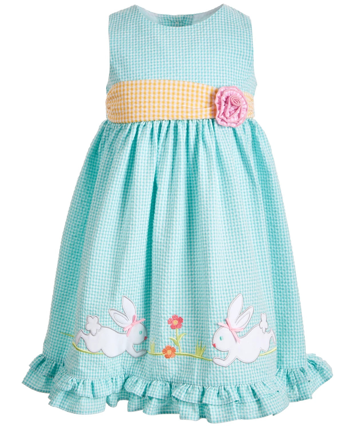 Good Lad Toddler Girl's Bunny Seersucker Dress Turq/Aqua Size 4