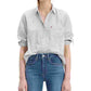 Levi's Women's Striped Cotton Double-Button Shirt Navy Size Large