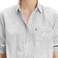 Levi's Women's Striped Cotton Double-Button Shirt Navy Size Large