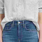 Levi's Women's Striped Cotton Double-Button Shirt Navy Size Large