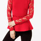 INC International Concepts Women's Petite Lace Peplum Top Red Size Medium