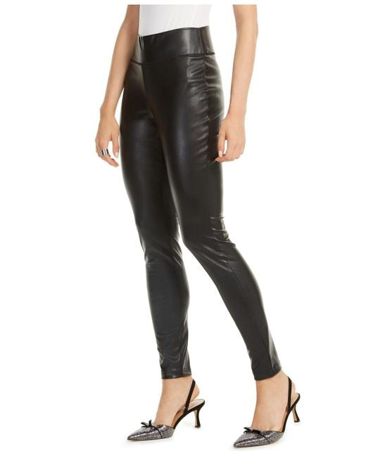 INC International Concepts Women's Faux-Leather Skinny Pants Black Size 0 Petite