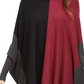 Alfani Women's Petite Turtleneck Colorblock Poncho Sweater Dark Red Size Medium