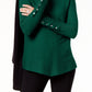 Alfani Women's Ribbed Snap-Detail Sweater Dark Green Size Medium
