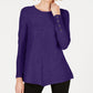 Alfani Women's Ribbed Snap Detail Sweater Purple Size Petite Small