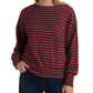 Lucky Brand Women's Striped Smocked-Cuff Sweatshirt Red Size Small