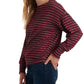 Lucky Brand Women's Striped Smocked-Cuff Sweatshirt Red Size Small