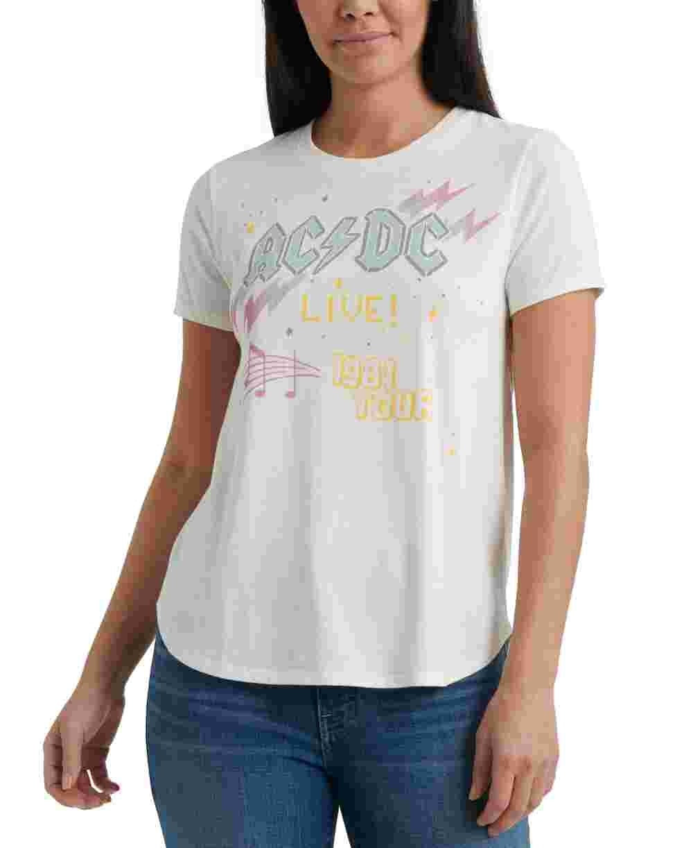Lucky Brand Women's Ac/Dc Graphic Tee White Size Medium