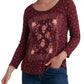 Lucky Brand Women's Matchbox Tee Burgundy Multi Red Size Small