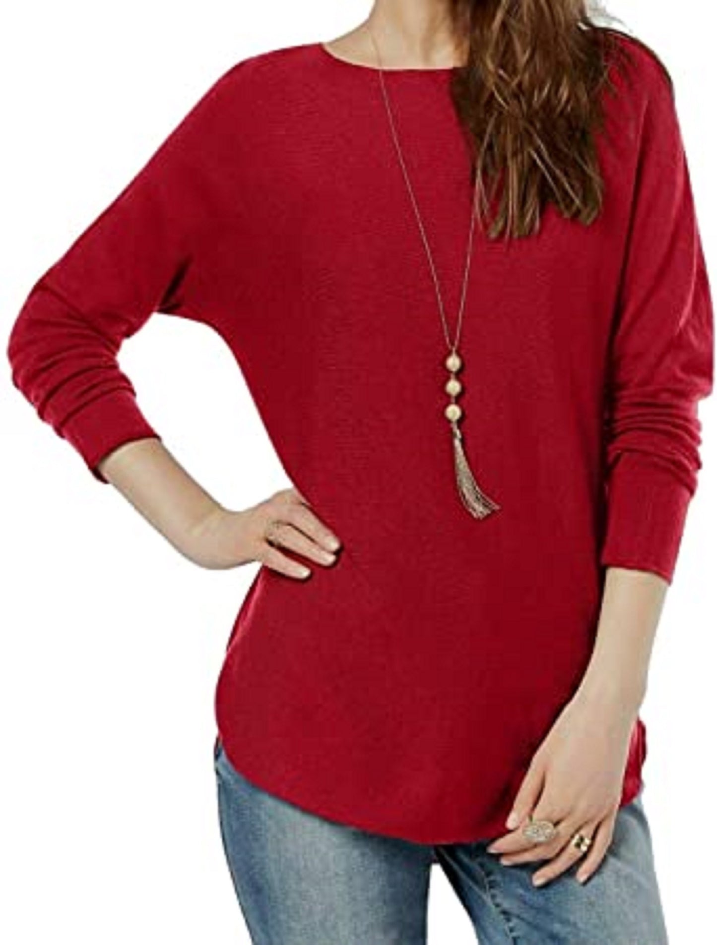 INC International Concepts Women's Shirttail Sweater Red