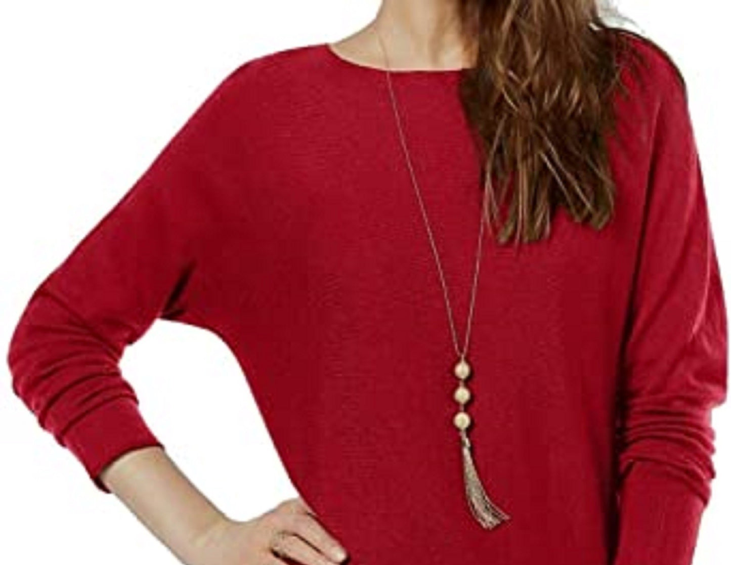 INC International Concepts Women's Shirttail Sweater Red