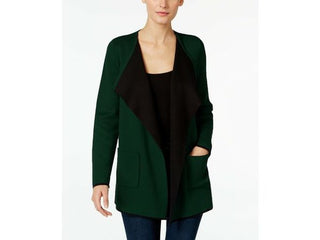 Alfani Women's Colorblocked Open Front Cardigan Green Size Small