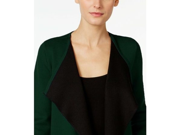 Alfani Women's Colorblocked Open Front Cardigan Green Size Small