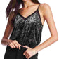 1.STATE Women's Snake Print Velvet Camisole Black Gray