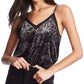 1.STATE Women's Snake Print Velvet Camisole Black Gray