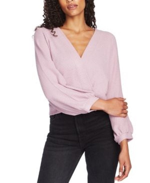1.STATE Women's Faux Wrap Sweater Pink