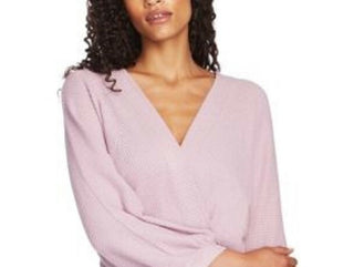 1.STATE Women's Faux Wrap Sweater Pink