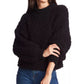 1.STATE Women's Mock-Neck Poodle-Textured Sweater Black Size Extra Large