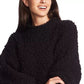1.STATE Women's Mock-Neck Poodle-Textured Sweater Black Size Extra Large