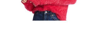 1.STATE Women's Eyelash Fringe Mockneck Sweater Pink