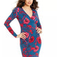Thalia Sodi Women's Floral-Print Crossover Dress  Blue Size Medium