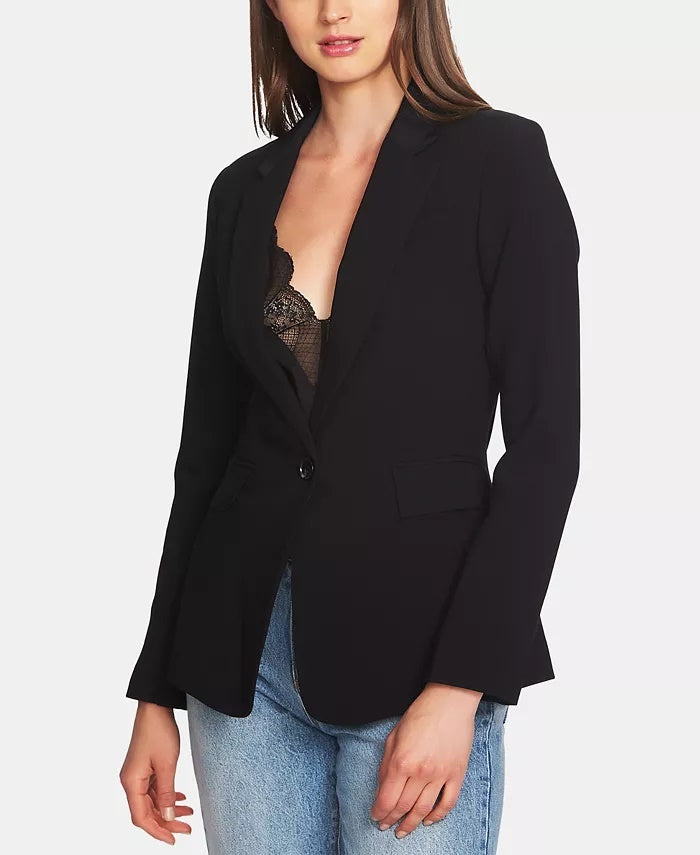 1.STATE Women's One Button Stretch Crepe Blazer Black