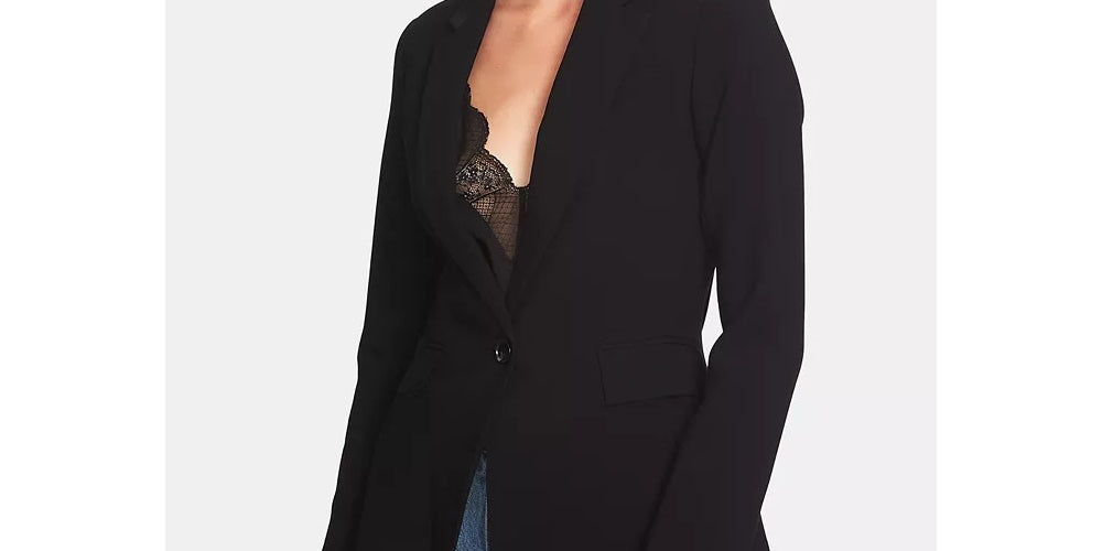 1.STATE Women's One Button Stretch Crepe Blazer Black