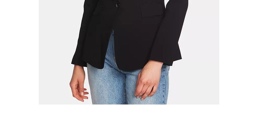 1.STATE Women's One Button Stretch Crepe Blazer Black