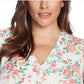 1.STATE Women's Trendy Plus Floral Print Tie Front Top Brown