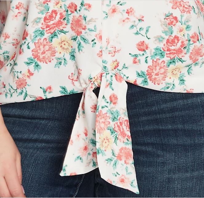 1.STATE Women's Trendy Plus Floral Print Tie Front Top Brown