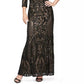 Alex Evenings Women's Petite Sequin & Satin Gown Charcoal Size 12P