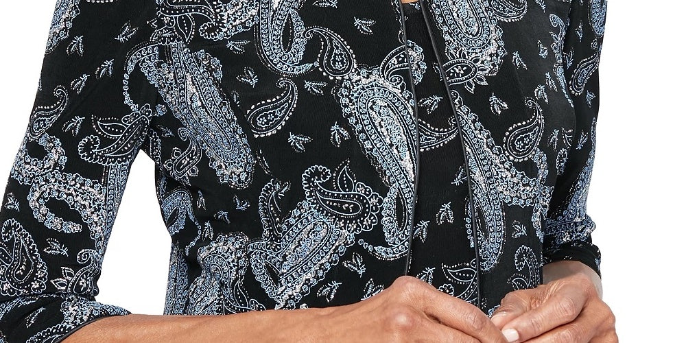 Alex Evenings Women's Printed Twinset Black Size Large